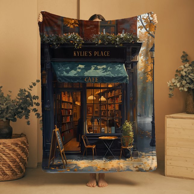 Couverture Sherpa Nom personnalisé Sherpa Blanket Bookish Coffee Sho (Créateur téléchargé)