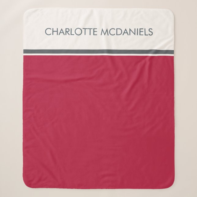 Couverture Sherpa Nom personnalisé simple de la canneberge moderne (Devant)