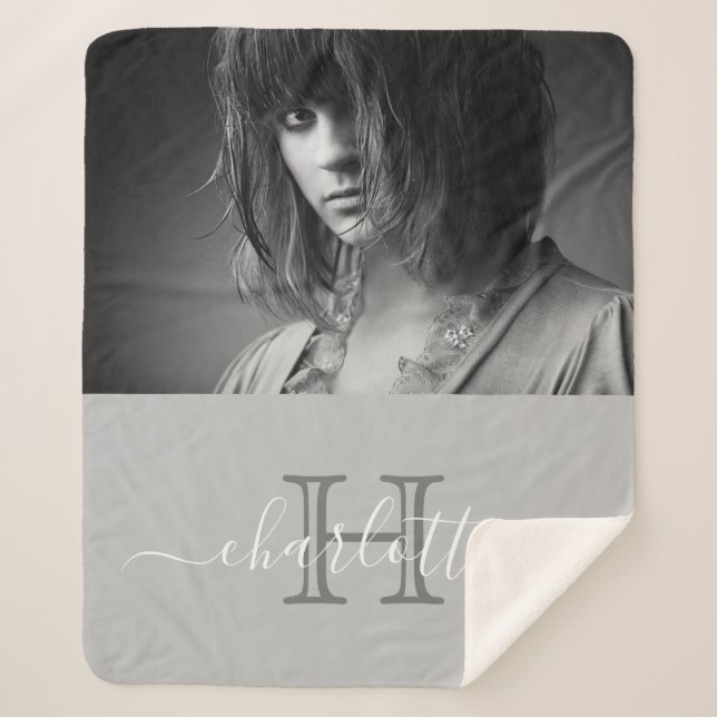 Couverture Sherpa Nom photo gris script moderne (Devant)