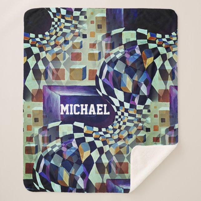 Couverture Sherpa Nom psychédélique géométrique Art pour garçons (Devant)