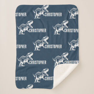 Couverture Sherpa Nom répété T-Rex Signature Midnight Jungle