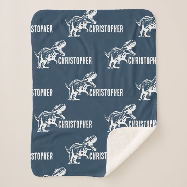 Couverture Sherpa Nom répété T-Rex Signature Midnight Jungle (Devant)