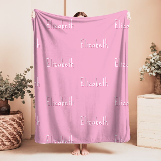Couverture Sherpa Nom Sherpa Blanket Rose Personnalisée Fille (Créateur téléchargé)