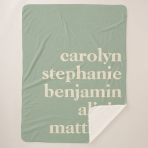 Couverture Sherpa Noms personnalisés de petits-enfants rustique chic