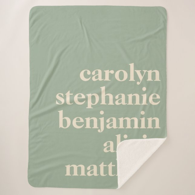 Couverture Sherpa Noms personnalisés de petits-enfants rustique chic (Devant)