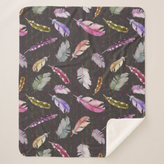 Couverture Sherpa Notes des plumes : Aquarelle Motif d'oiseaux.