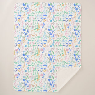 Couverture Sherpa Notes et symboles musicaux Motif pastel.w
