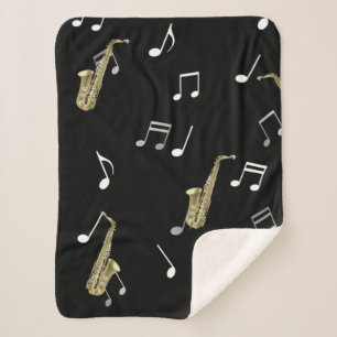Couverture Sherpa Notes musicales et saxophones Jazzy