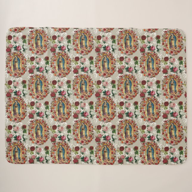 Couverture Sherpa Notre-Dame de Guadalupe Vierge Marie Saint catholi (Devant (Horizontal))