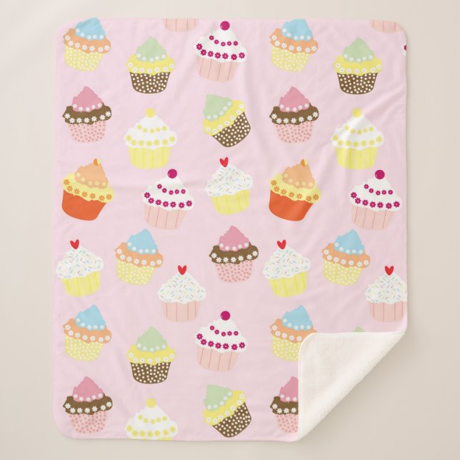 Couverture Sherpa Nourriture mignonne de petit gâteau avec le motif (Devant)