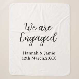 Couverture Sherpa Nous sommes fiancés nom date calligraphiestylé