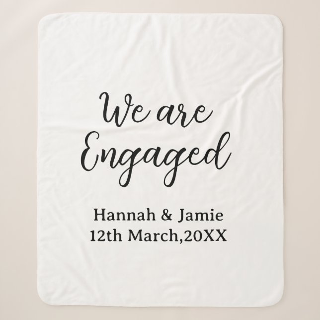 Couverture Sherpa Nous sommes fiancés nom date calligraphiestylé (Devant)