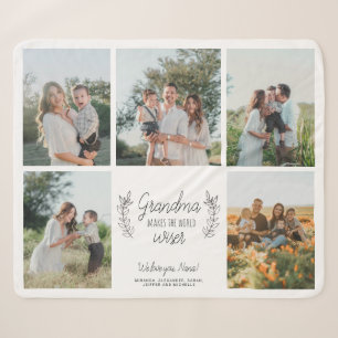 Couverture Sherpa Nous vous aimons grand-mère 5 photo collage person