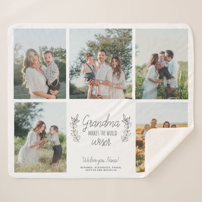 Couverture Sherpa Nous vous aimons grand-mère 5 photo collage person (Devant (Horizontal))