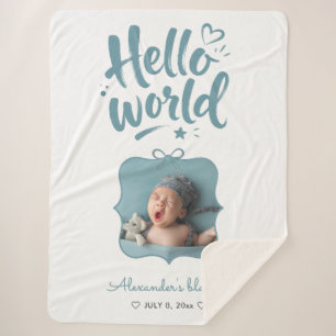 Couverture Sherpa Nouveau bébé garçon Photo de naissance mignonne Nœ
