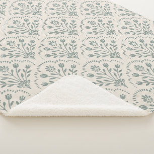 Couverture Sherpa Nouveau motif de fleur de sauge de ferme à feston