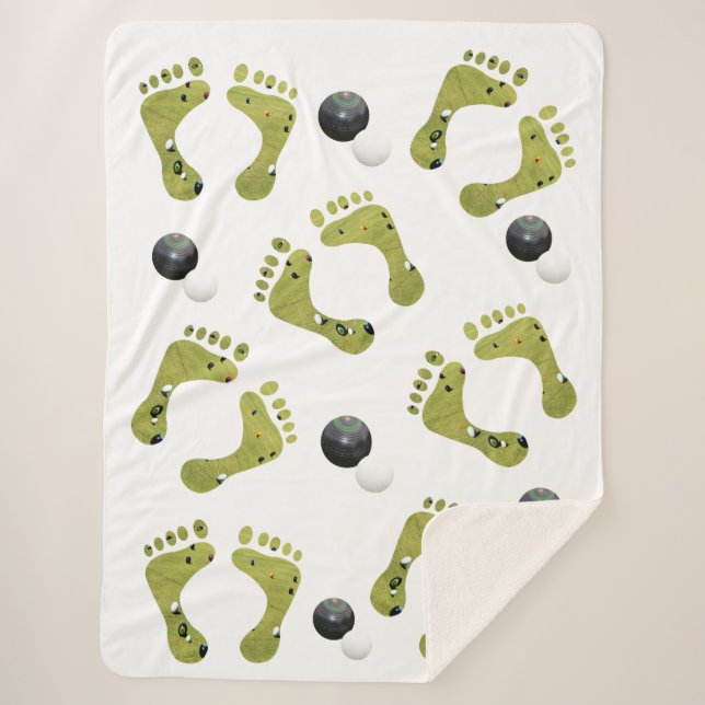 Couverture Sherpa Novelty Lawn Bowls Design, Grande Blanche Sherpa. (Devant)