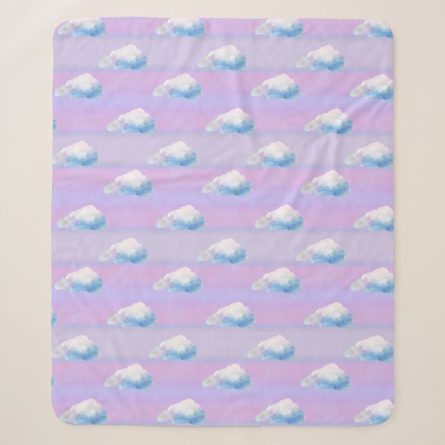 Couverture Sherpa Nuage 9 Nuageux Violet et Bleu (Devant)