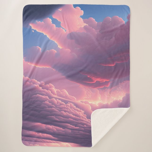 Couverture Sherpa Nuages roses doux (Devant)