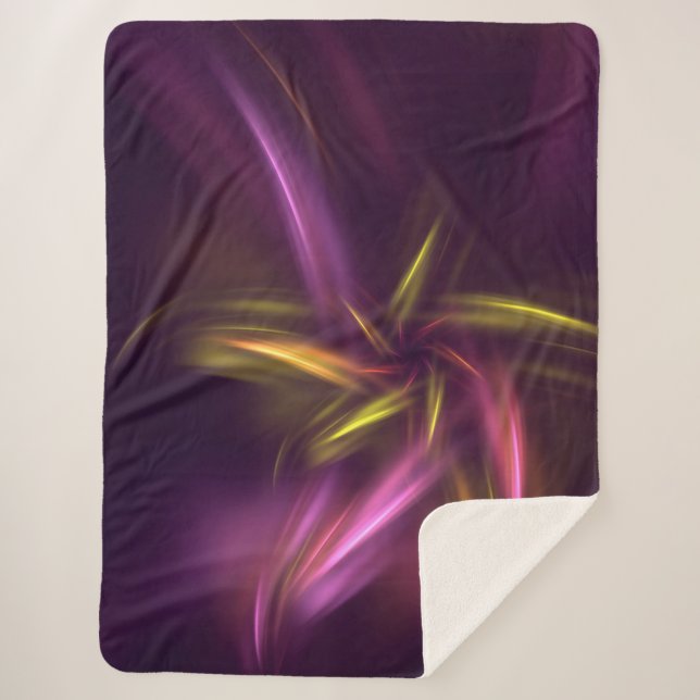 Couverture Sherpa Nuances violettes Imaginaire Abstrait de fleurs (Devant)