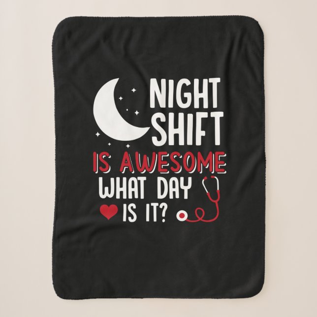 Couverture Sherpa Nurse Gift | Night Shift Is Awesome (Devant)