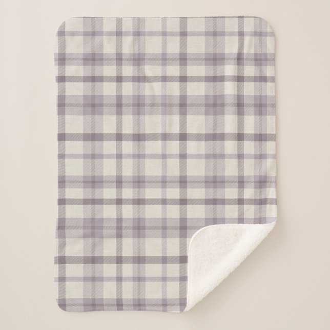 Couverture Sherpa Nursery pour bébé garçon à carreaux violets de sty (Devant)