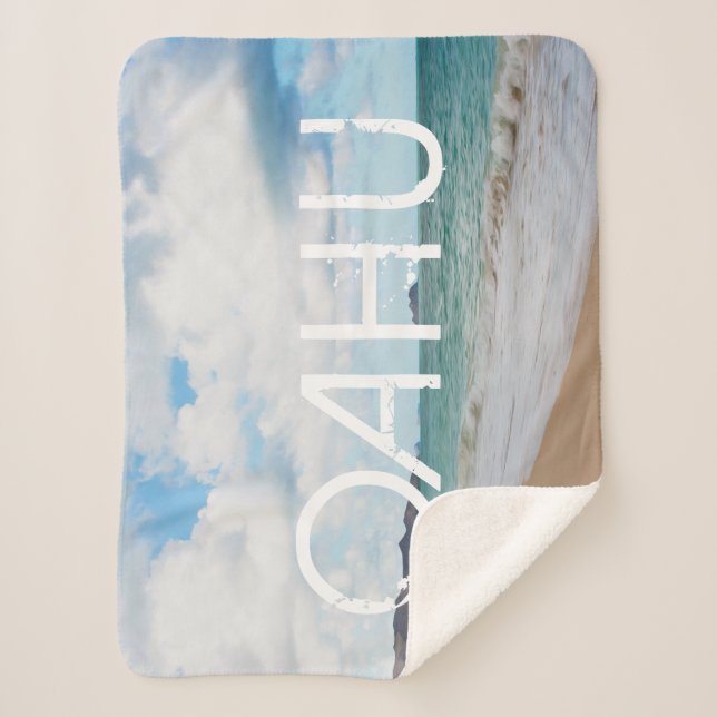 Couverture Sherpa Oahu Hawaii Ocean Waves & Beach (Devant)