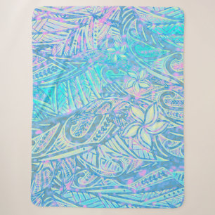 Couverture Sherpa Océan bleu - Hawaïen - Samoan - Tribal polynésien
