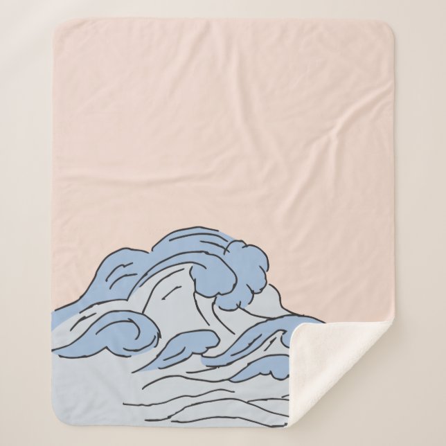 Couverture Sherpa Océan Rose/Bleu Vagues D'Océan Esthétique Avec Pla (Devant)