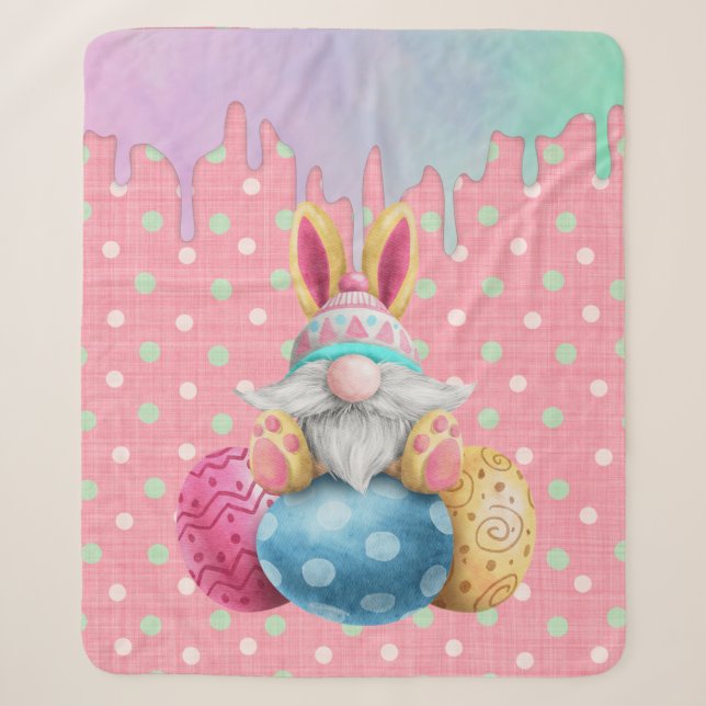 Couverture Sherpa Oeufs de Pâques Gnome Polkadot Lecteurs de glace (Devant)