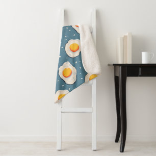 Couverture Sherpa Oeufs frits sur Motif bleu