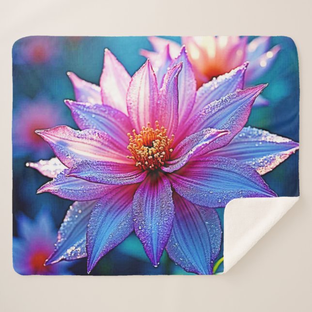 Couverture Sherpa Oeuvre d'art en fleurs éthérées (Devant (Horizontal))
