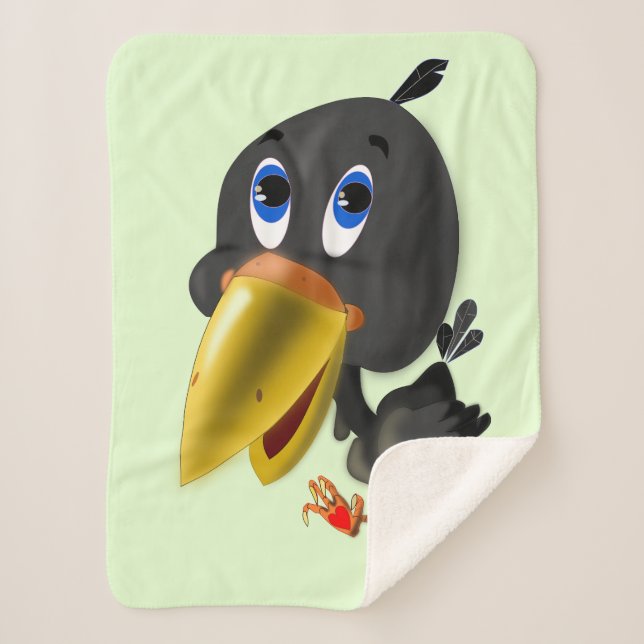 Couverture Sherpa Oiseau avec le coeur Cadeau bébé Sherpa Blanket (Devant)