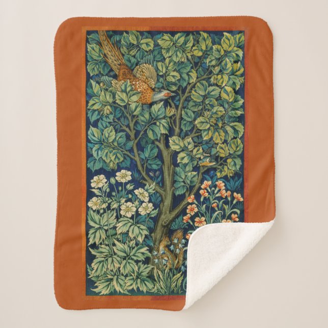 Couverture Sherpa Oiseau de faisan dans un arbre (par William Morris (Devant)