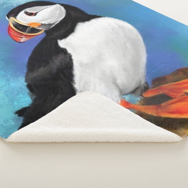 Couverture Sherpa Oiseau de Puffin Atlantique Blanche Sherpa (3/4)