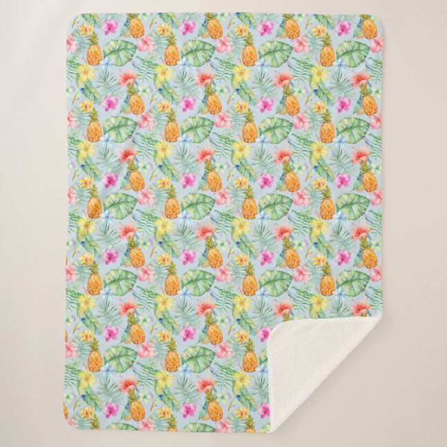 Couverture Sherpa Oiseaux Tropicaux Floral (Devant)