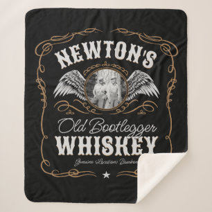 Couverture Sherpa Old Moonshine Whiskey Étiquette AJOUTER PHOTO Nom 