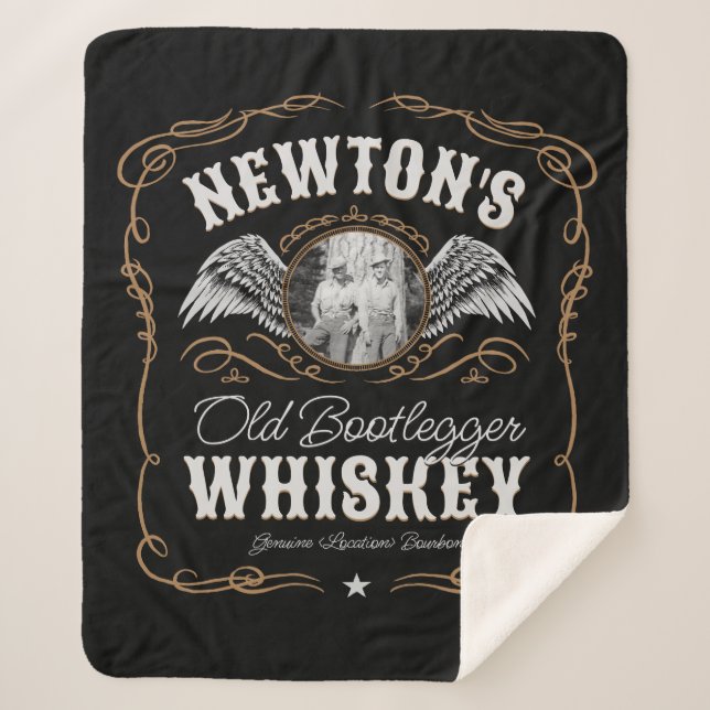 Couverture Sherpa Old Moonshine Whiskey Étiquette AJOUTER PHOTO Nom  (Devant)