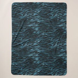 Couverture Sherpa Ombre d'impression bleu noir Zebra