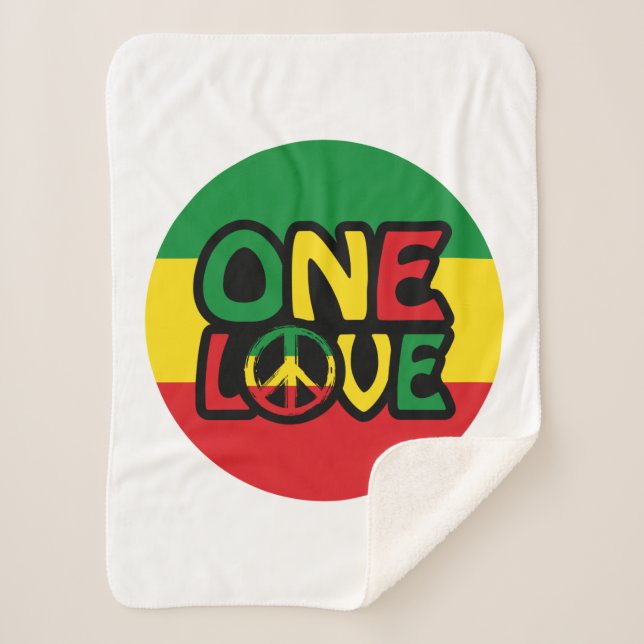 Couverture Sherpa One Love, Reggae design avec des couleurs reggae (Devant)