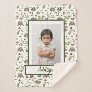 Couverture Sherpa Opossum dans un champ de Berry en blanc Photo & No