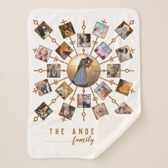 Couverture Sherpa Or blanc d'images du collage 21 de photo de (Devant)