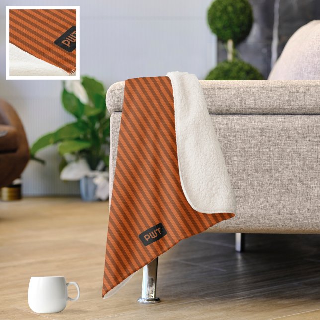 Couverture Sherpa Orange chaud - Frappe automnale avec vos initiales (Créateur téléchargé)