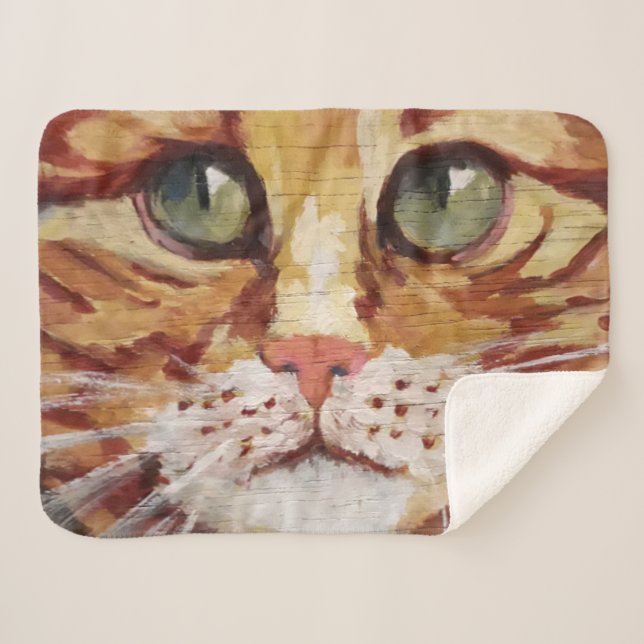 Couverture Sherpa Orange Tabby Peinture Détail Sherpa Blanket (Devant (Horizontal))