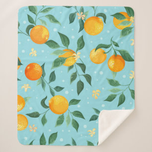 Couverture Sherpa Oranges, fleurs : textile sans couture motif.