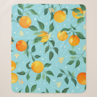 Couverture Sherpa Oranges, fleurs : textile sans couture motif.