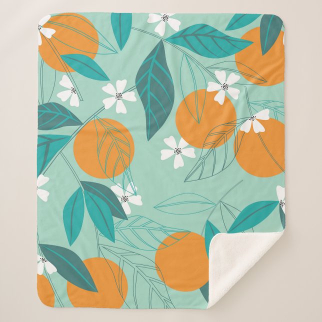 Couverture Sherpa Oranges florissantes en feuille. illustration (Devant)