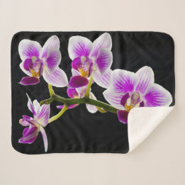 Couverture Sherpa Orchidée blanche et violette