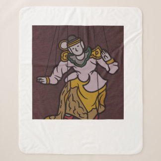Couverture Sherpa Oreiller graphique de style miniature indien vinta