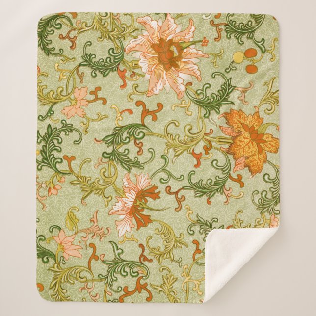 Couverture Sherpa Ornement Chinois Vintage Fleurs Jones (Devant)